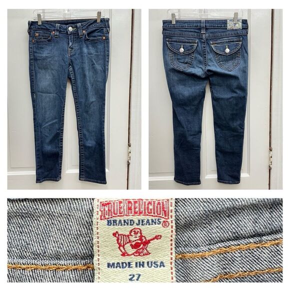 True Religion thick stitch denim jean capri capris women's 27 - Picture 1 of 8